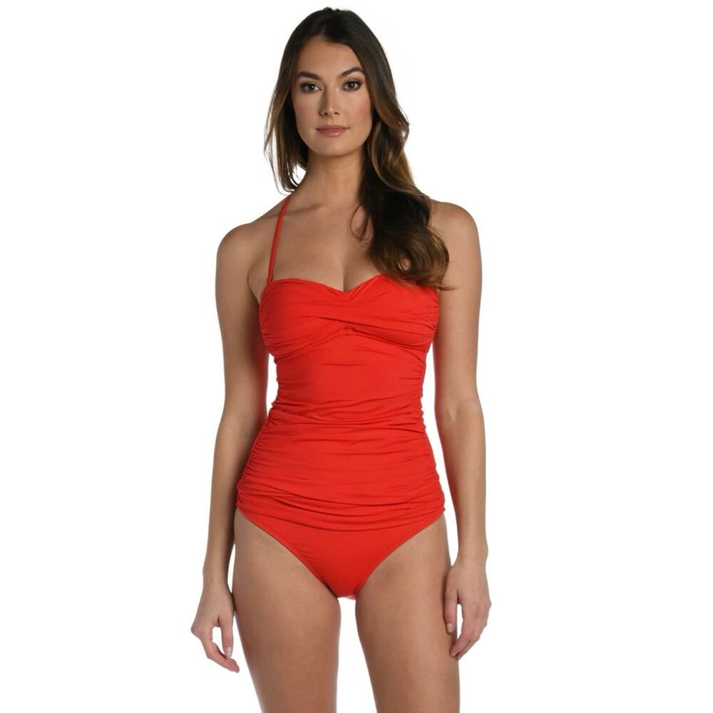 Island Goddess Bandeau Tankini Top Cherry Red